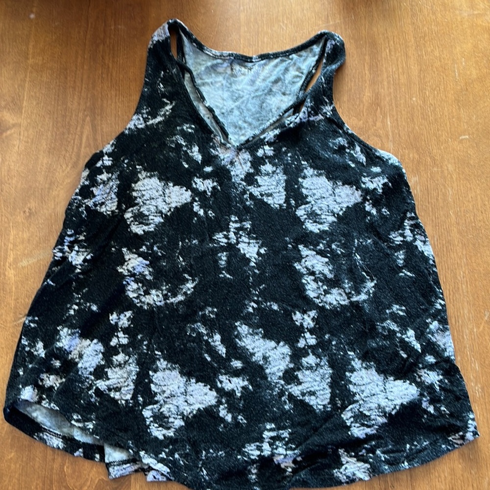 Tie dye tank with spaghetti strap neck accents